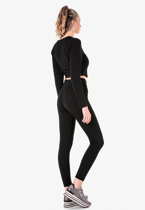 WLR142 Textured Body Tights Sports Set