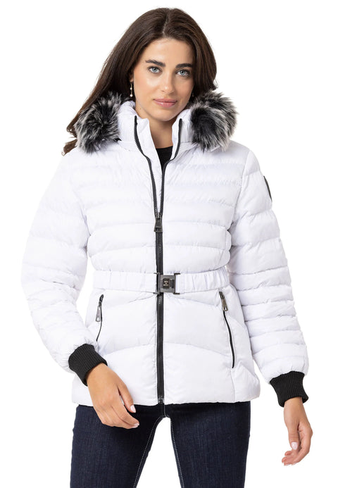 WM132 Furry Purple Women's Puffer Coat