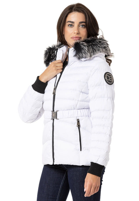 WM132 Furry Purple Women's Puffer Coat
