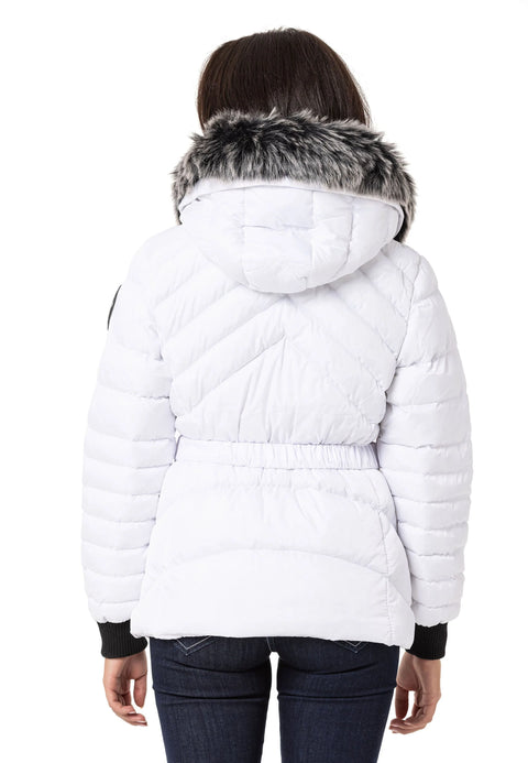 WM132 Furry Purple Women's Puffer Coat