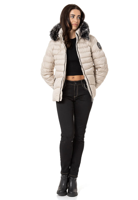 WM132 Furry Purple Women's Puffer Coat