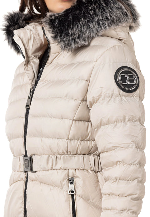 WM132 Furry Purple Women's Puffer Coat