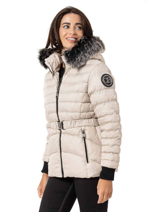 WM132 Furry Purple Women's Puffer Coat