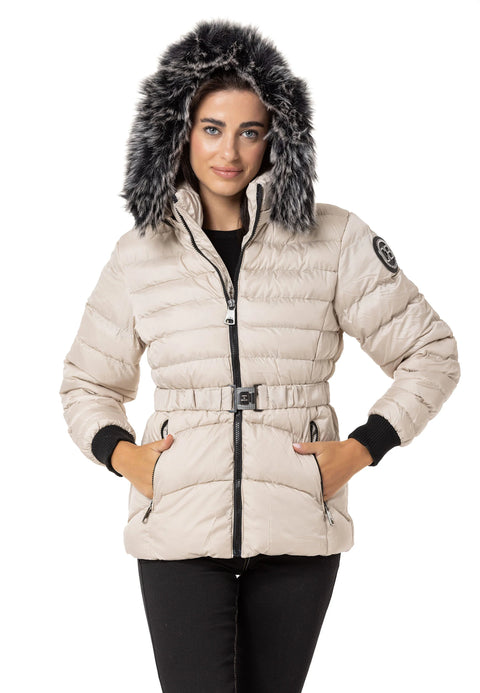 WM132 Furry Purple Women's Puffer Coat