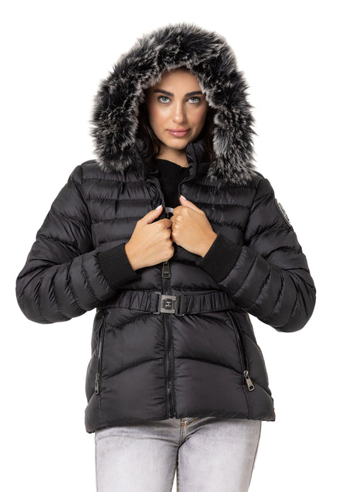 WM132 Furry Purple Women's Puffer Coat