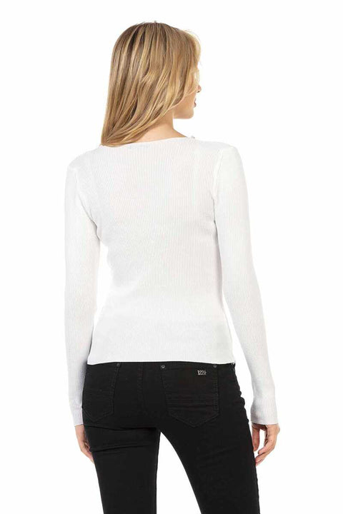 WP207 Beaded V-Neck Women's Knitwear