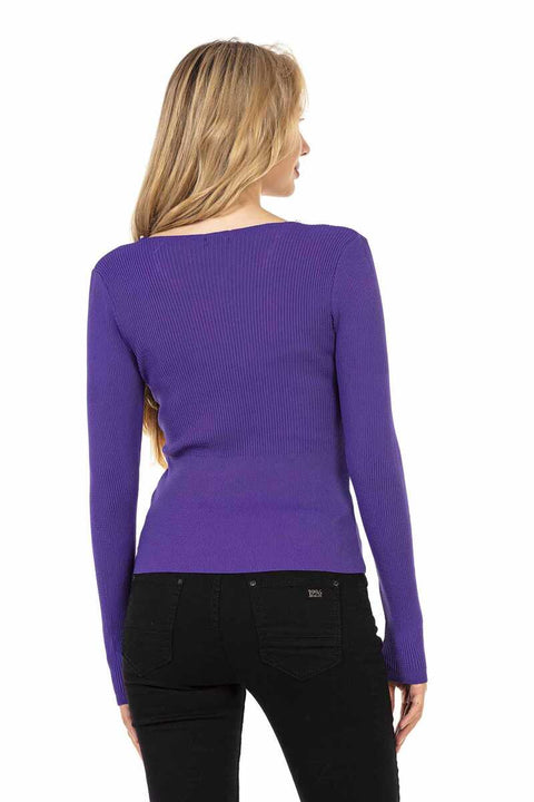 WP207 Beaded V-Neck Women's Knitwear