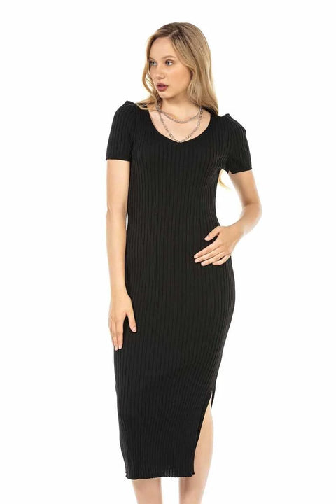 WP223 women jersey dress with side slit
