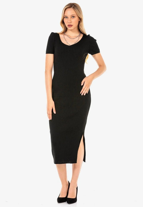 WP223 women jersey dress with side slit