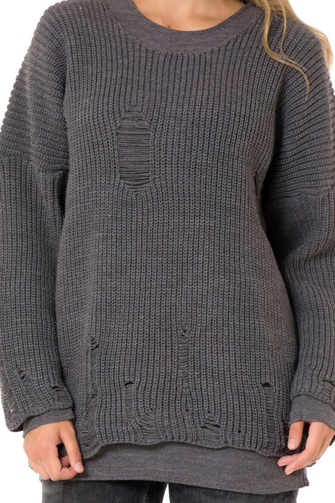 WP240 Vintage Ripped Double Layer Knitwear