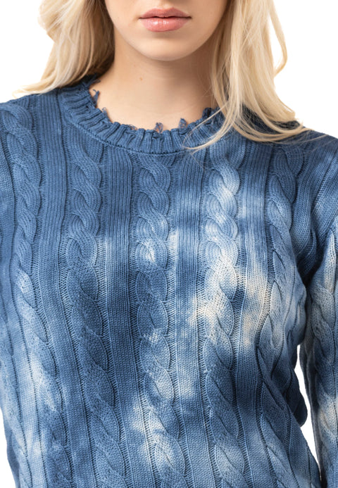 WP268 Women’s Knitted Sweater – Sweater with Tie-Dye Pattern & Ribbed Texture | Modern Casual Look for Everyday & Streetwear
