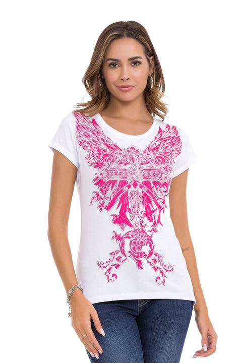 WT341 Shiny Stone AngeL Cross T-Shirt