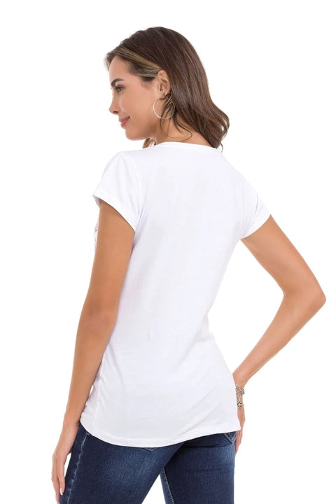 WT341 Shiny Stone AngeL Cross T-Shirt