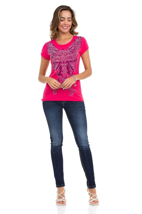 WT341 Shiny Stone AngeL Cross T-Shirt