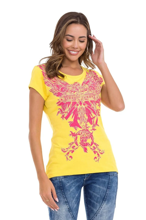 WT341 Shiny Stone AngeL Cross T-Shirt