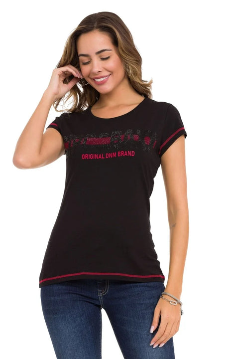 WT348 Stone and Text Detailed T-Shirt