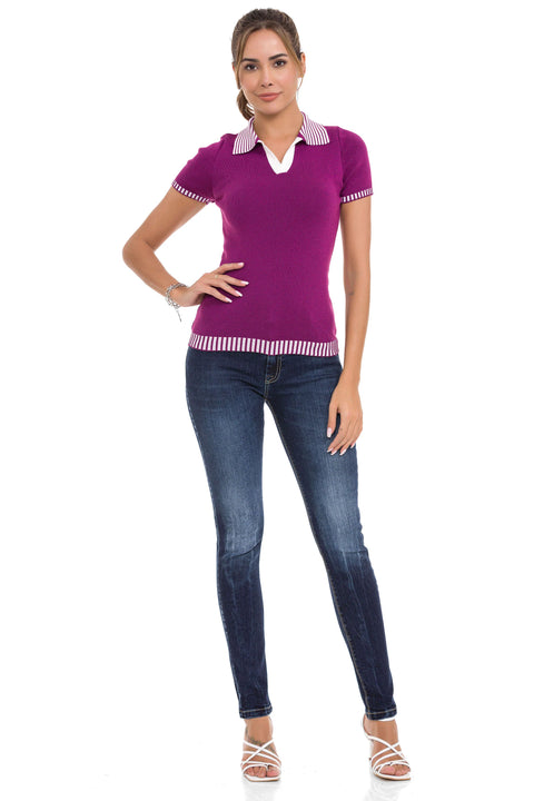 WT354 Polo Neck Knitwear T-Shirt