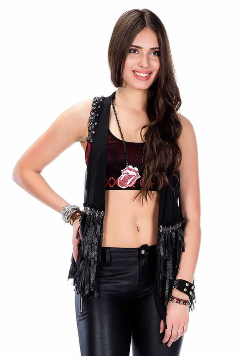WW109 Tasseled Metal Embroidered Women's Vest