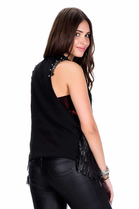 WW109 Tasseled Metal Embroidered Women's Vest