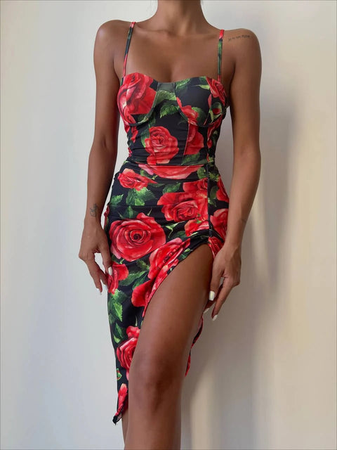 WY166 Summer dress with high leg slit