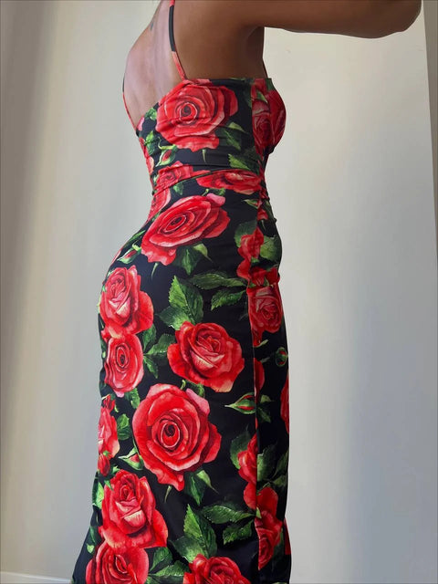 WY166 Summer dress with high leg slit