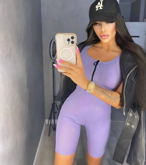 WY185 Slim Fit Jumpsuit with Zipper